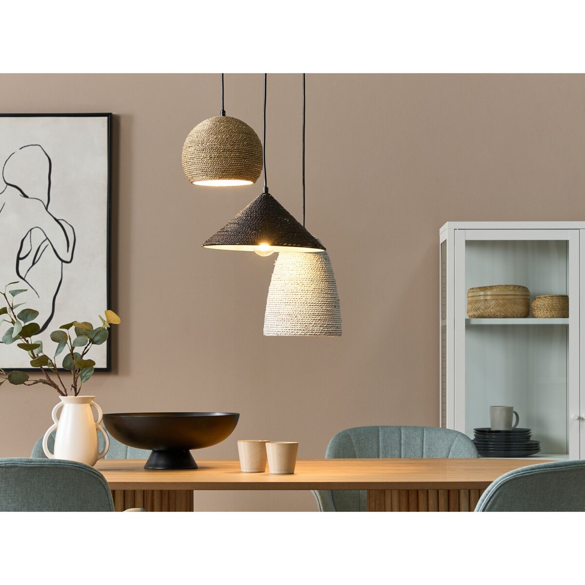 Lampa wisząca sznurkowa 3-punktowa wielokolorowa ENDRICK