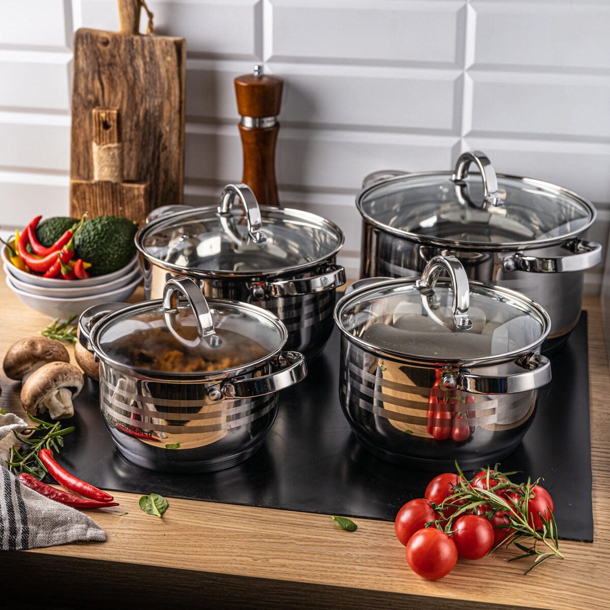 Zestaw garnków stalowych 9 ele. 2.1/2.9/3.9/5.0L KLAUSBERG