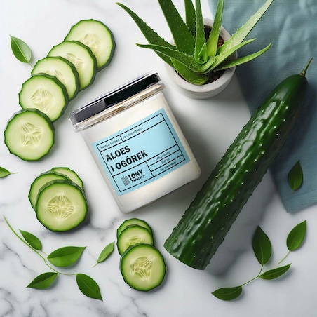 Naturalna świeca zapachowa sojowa w słoiku zapach ALOES I OGÓREK na prezent