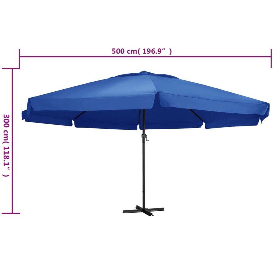 vidaXL Parasol ogrodowy na aluminiowym słupku, 500 cm, niebieski