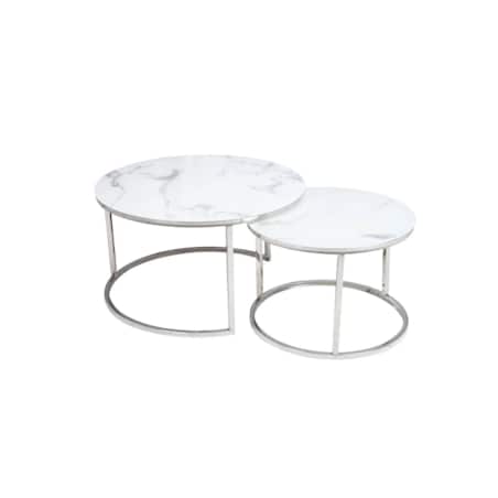 Zestaw 2 ław ATLANTA B biały marmur/chrom