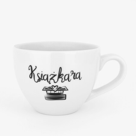 Kubek porcelanowy 500 ml „Książkara" — prezent dla miłośniczki książek, mola książkowego
