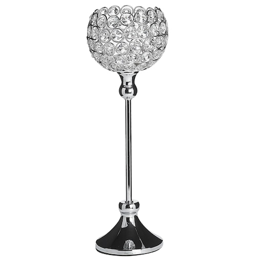 Świecznik ESTERNAY Metal 27 cm Srebrny