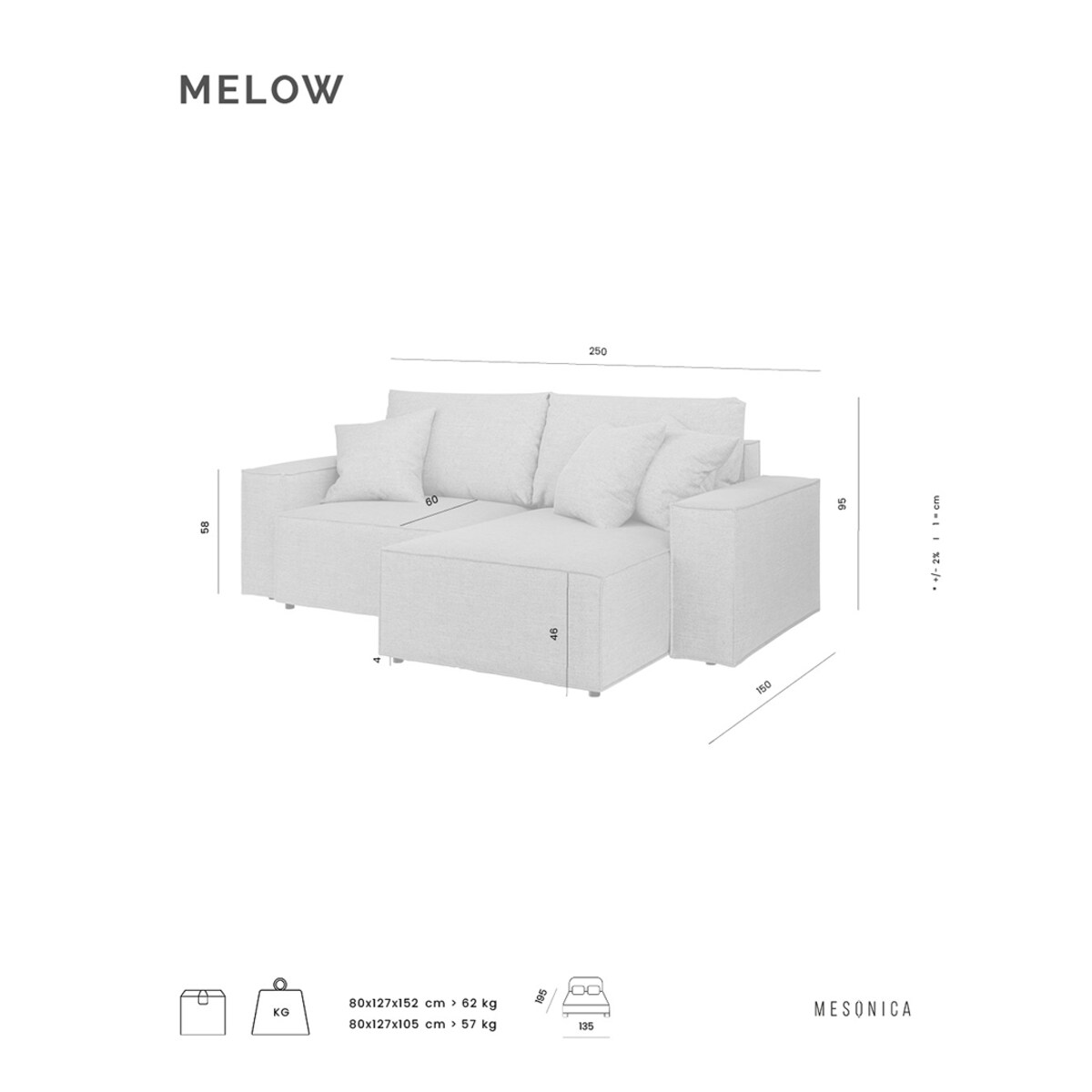 Melow Sofa narożna - brzoskwiniowa