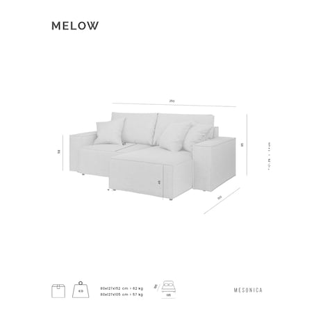 Melow Sofa narożna - brzoskwiniowa