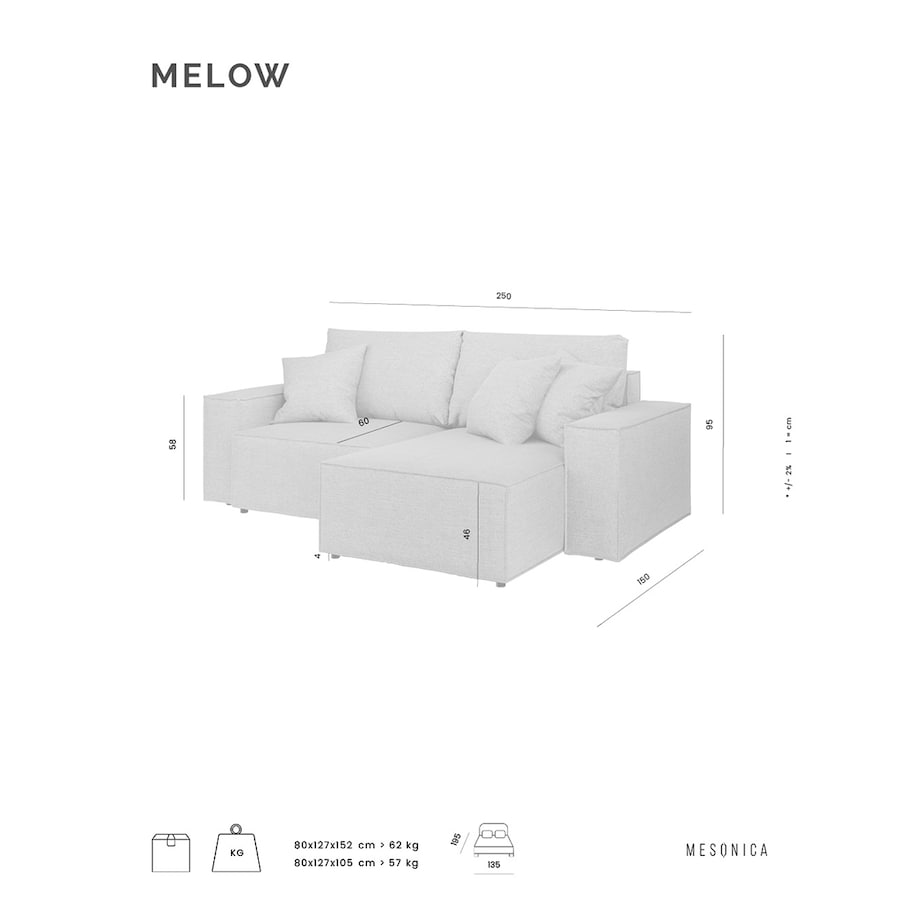 Melow Sofa narożna - brzoskwiniowa