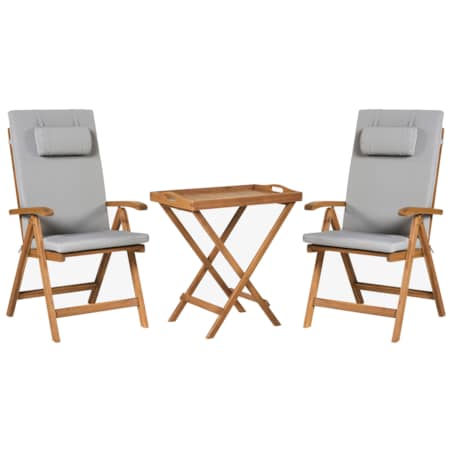 Zestaw mebli balkonowych JAVA PREMIUIM Drewno akacjowe Jasnoszary