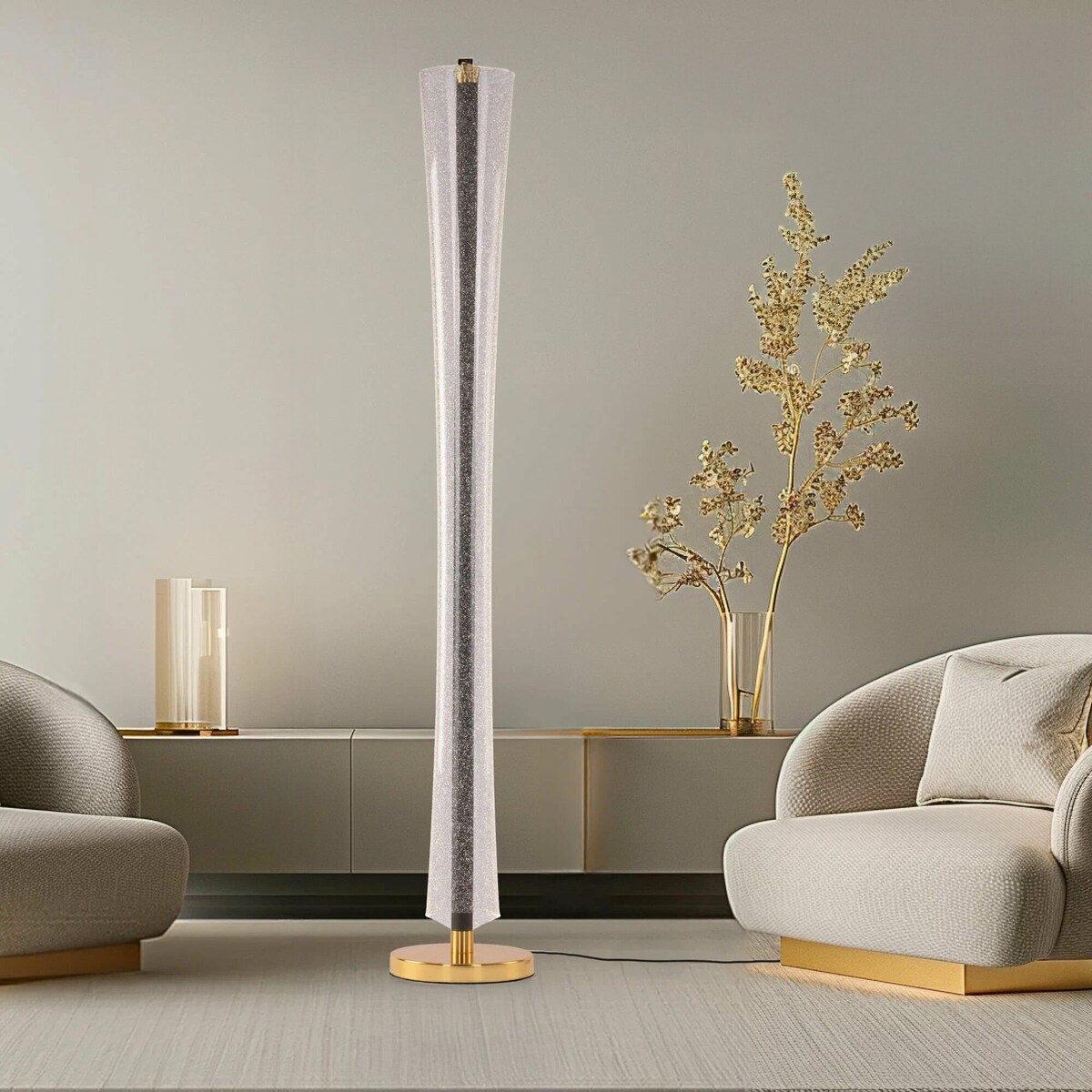 Lampa Podłogowa Lhj073-F Led Czarny, Złoty, Aluminium