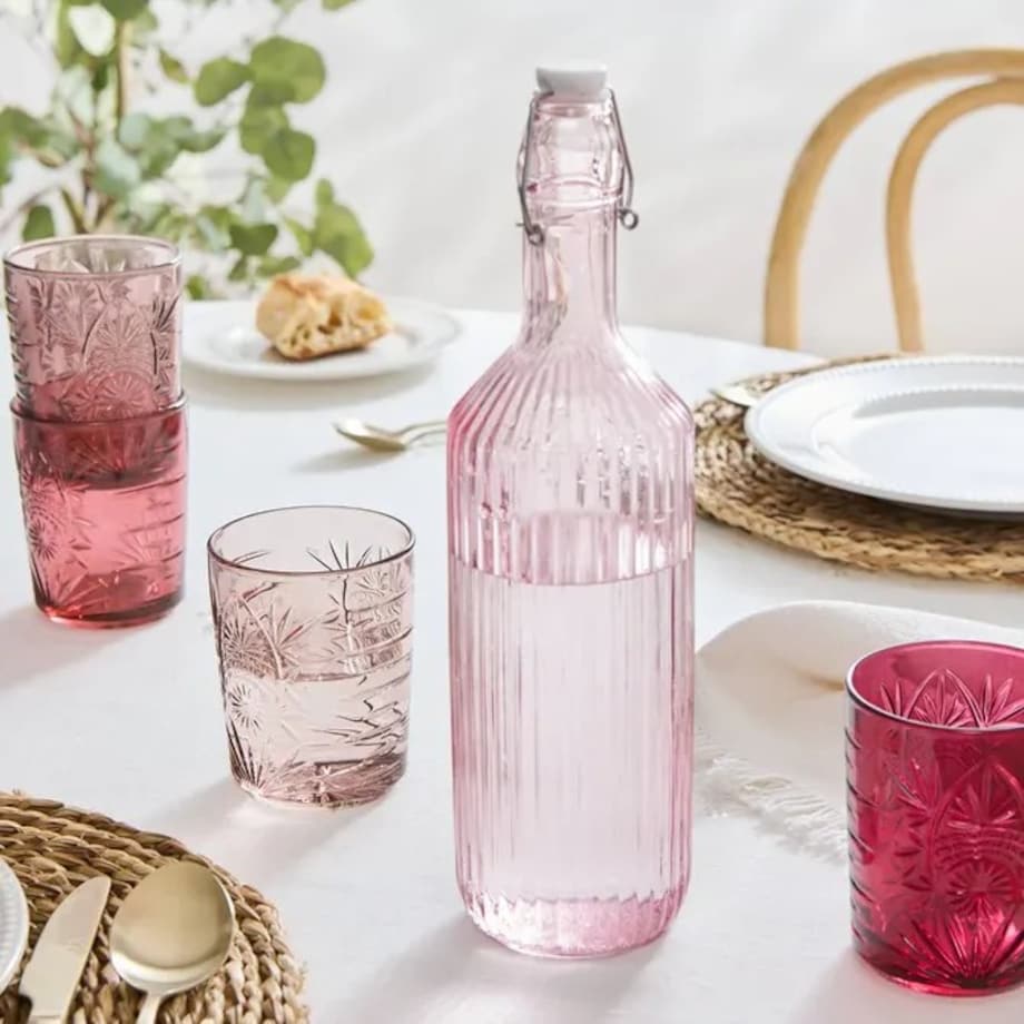 Komplet 4 szklanek, 350 ml, Ayla, odcienie różu