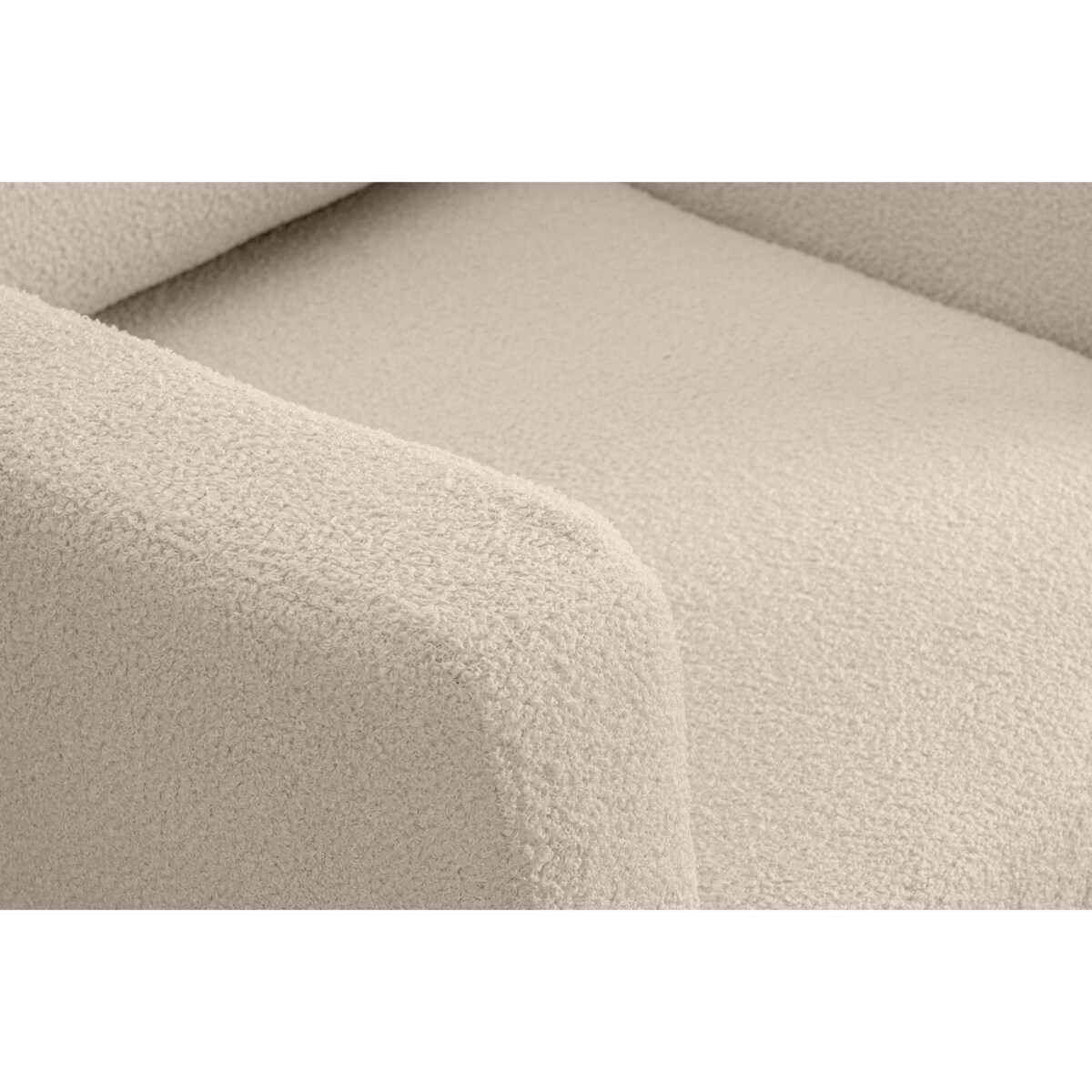 KONSIMO TAGIO Kremowy fotel skandynawski z tkaniny jagnięcej