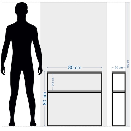 Konsola loftowa czarna 80x80x20cm podwójna