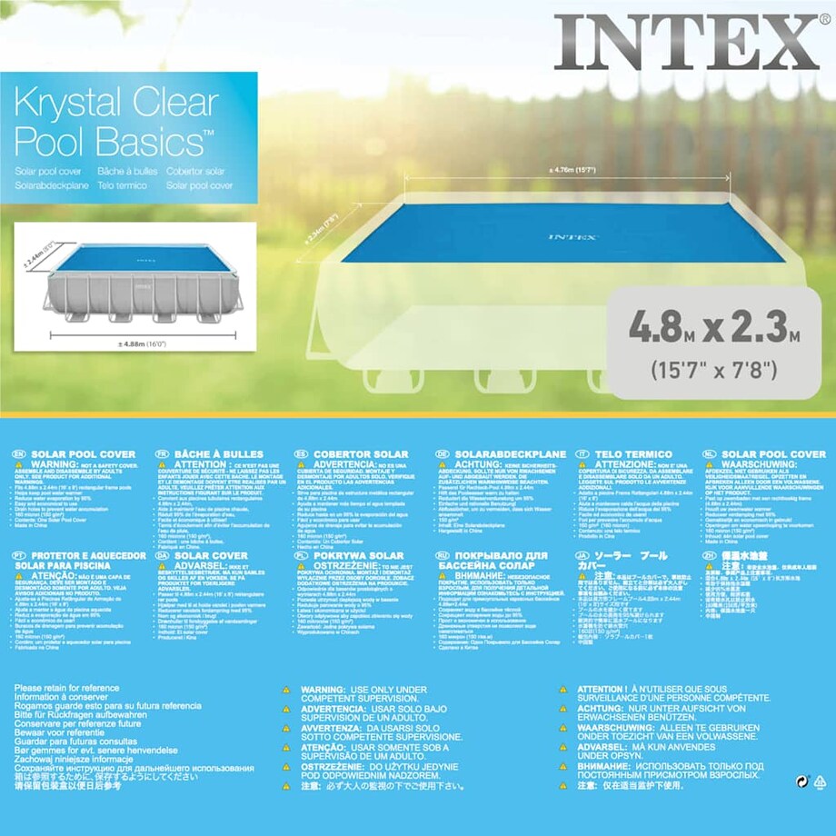 Intex Solarna plandeka na basen, niebieska, 476x234 cm, polietylen
