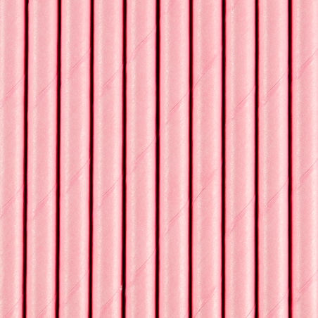 Słomki papierowe, j. róż, 19,5cm (1 op. / 10 szt.)