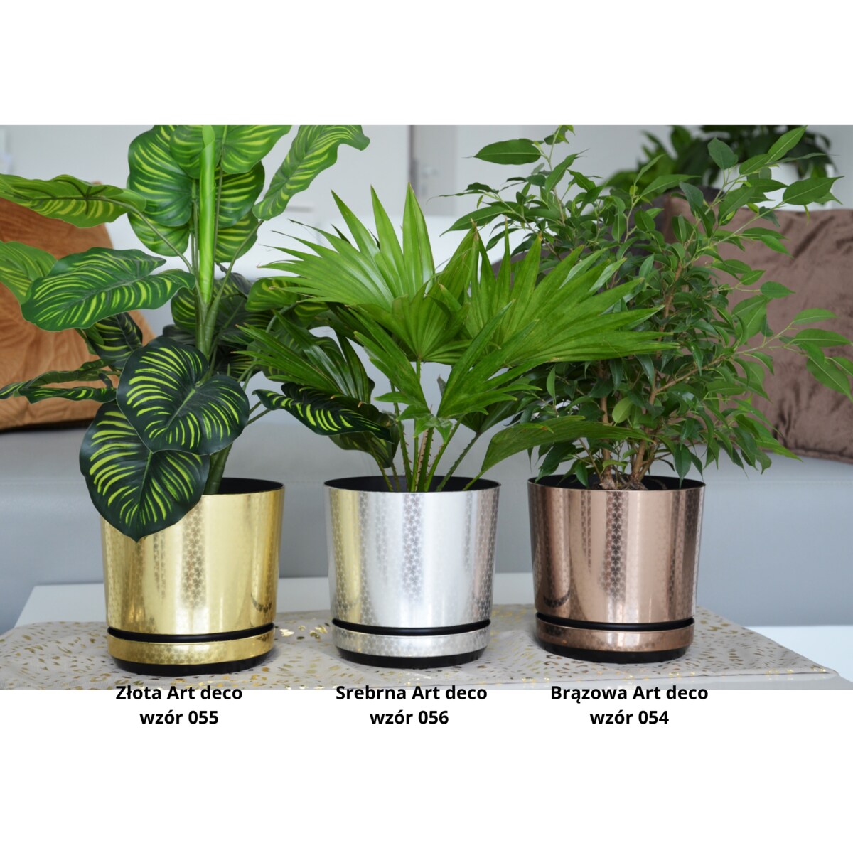 16 cm wzór BRĄZOWY ART - DECO piękny elegancki deseń niezwykły glamour ekskluzywna odcień kawy