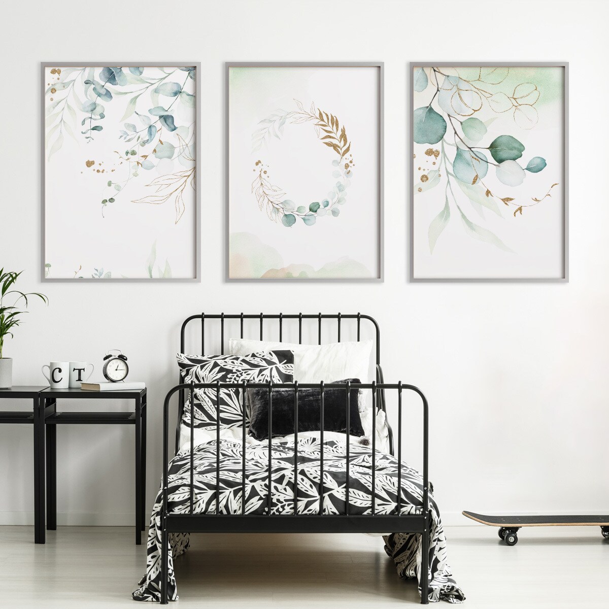 Zestaw 3x Plakat W Ramie LIŚCIE Malowane Akwarelą 60x80cm