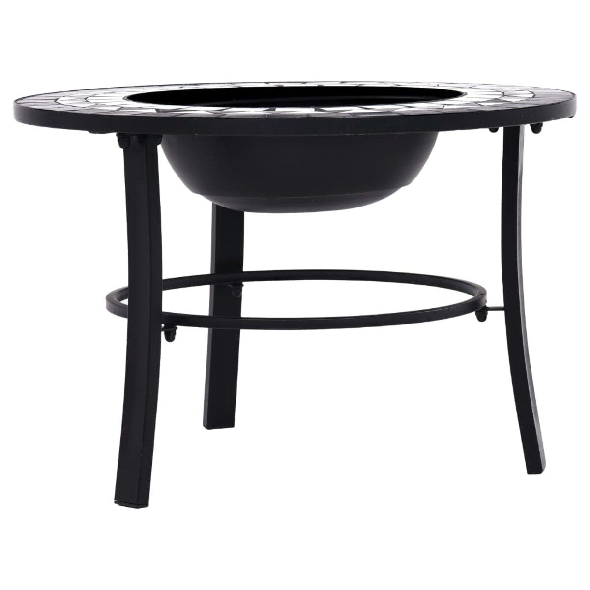 vidaXL Palenisko z mozaiką, czarno-białe, 68 cm, ceramika
