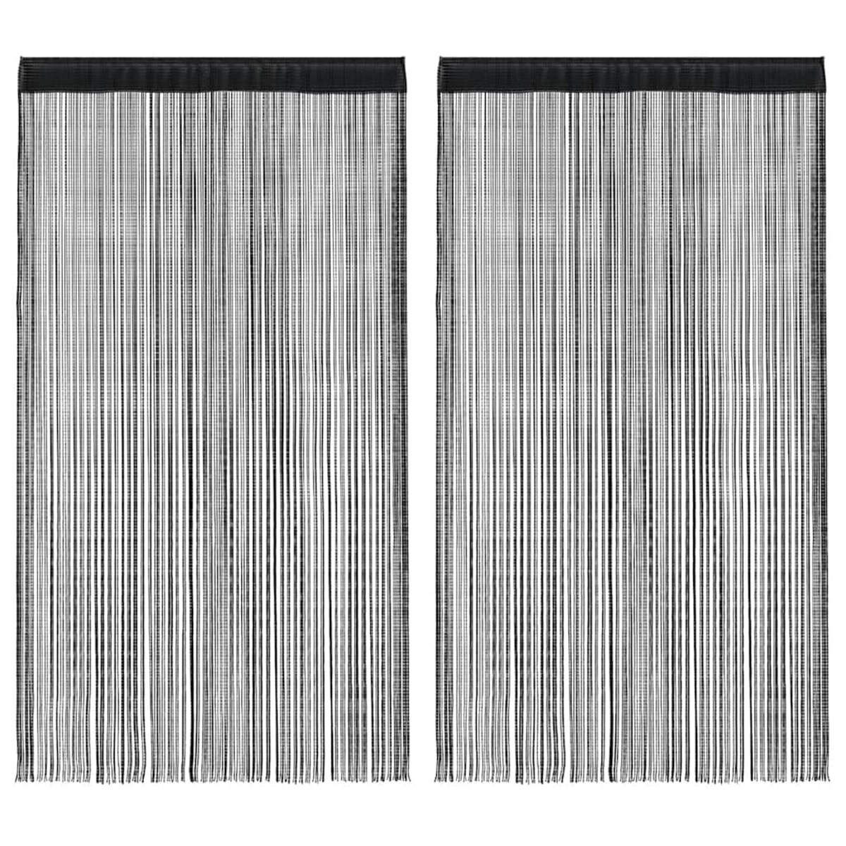 vidaXL Zasłony sznurkowe, 2 sztuki, 140 x 250 cm, czarne