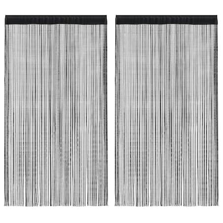 vidaXL Zasłony sznurkowe, 2 sztuki, 140 x 250 cm, czarne
