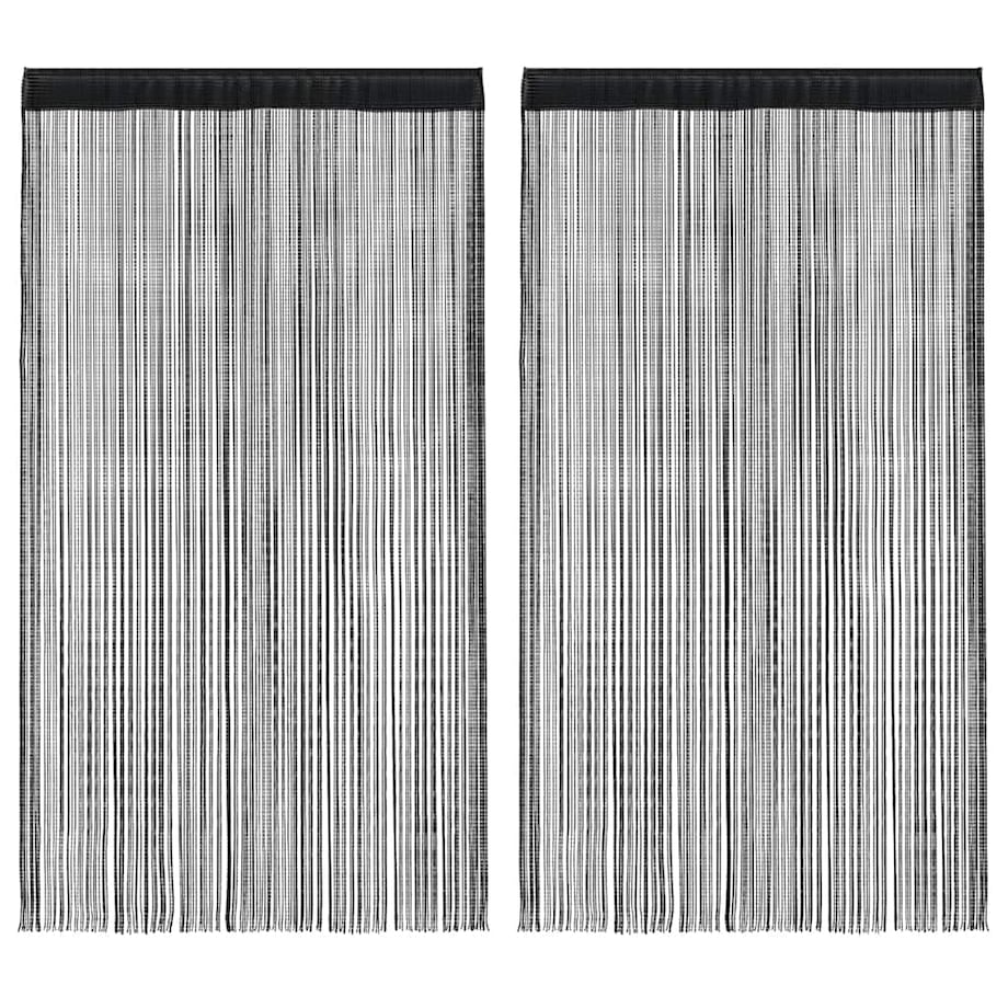 vidaXL Zasłony sznurkowe, 2 sztuki, 140 x 250 cm, czarne