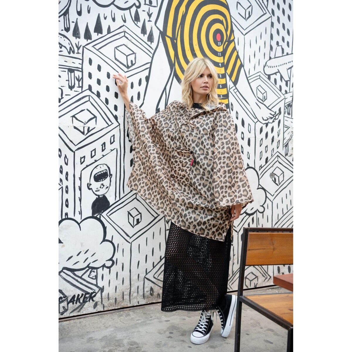 Peleryna przeciwdeszczowa MINI MAXI PONCHO, leo macchiato