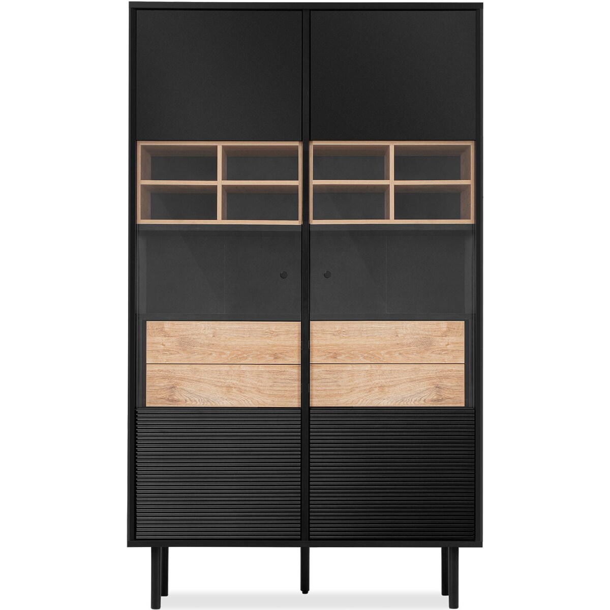 KONSIMO LOFTY Dwudrzwiowa witryna na wysokich nogach w stylu loft