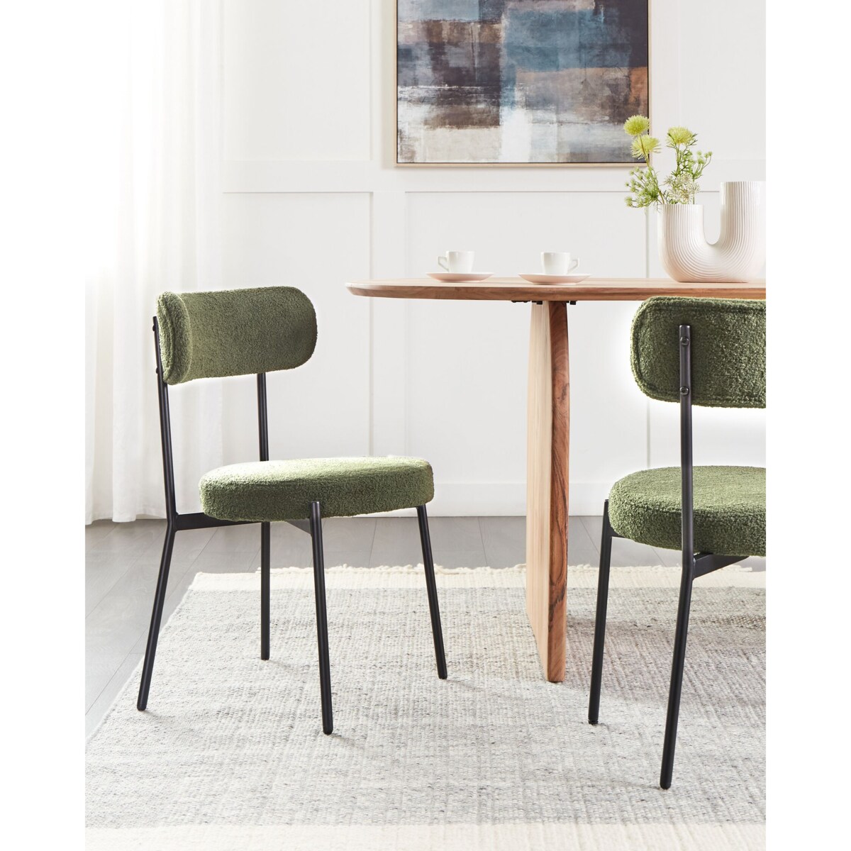 Zestaw 2 krzeseł do jadalni ALLISON Boucle Ciemnozielony