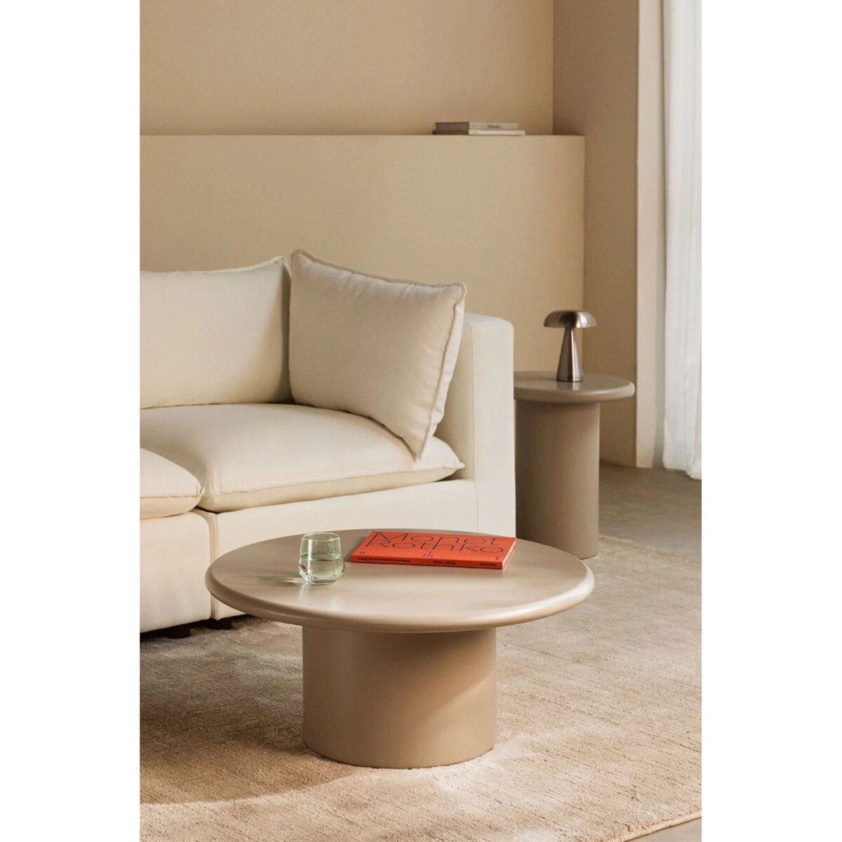 Stolik kawowy z MDF, Ø80 cm, kremowo-kaszmirowy, Rodeo