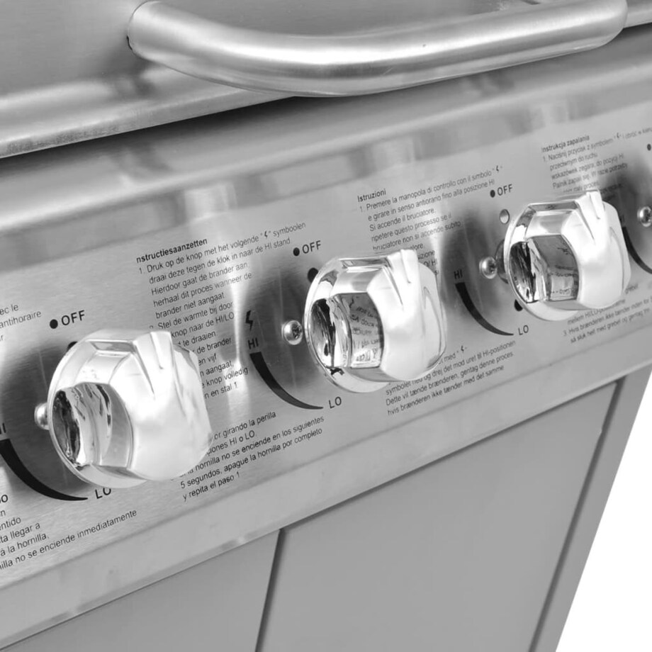 vidaXL Grill gazowy ze strefą gotowania 4+1, kolor srebrny