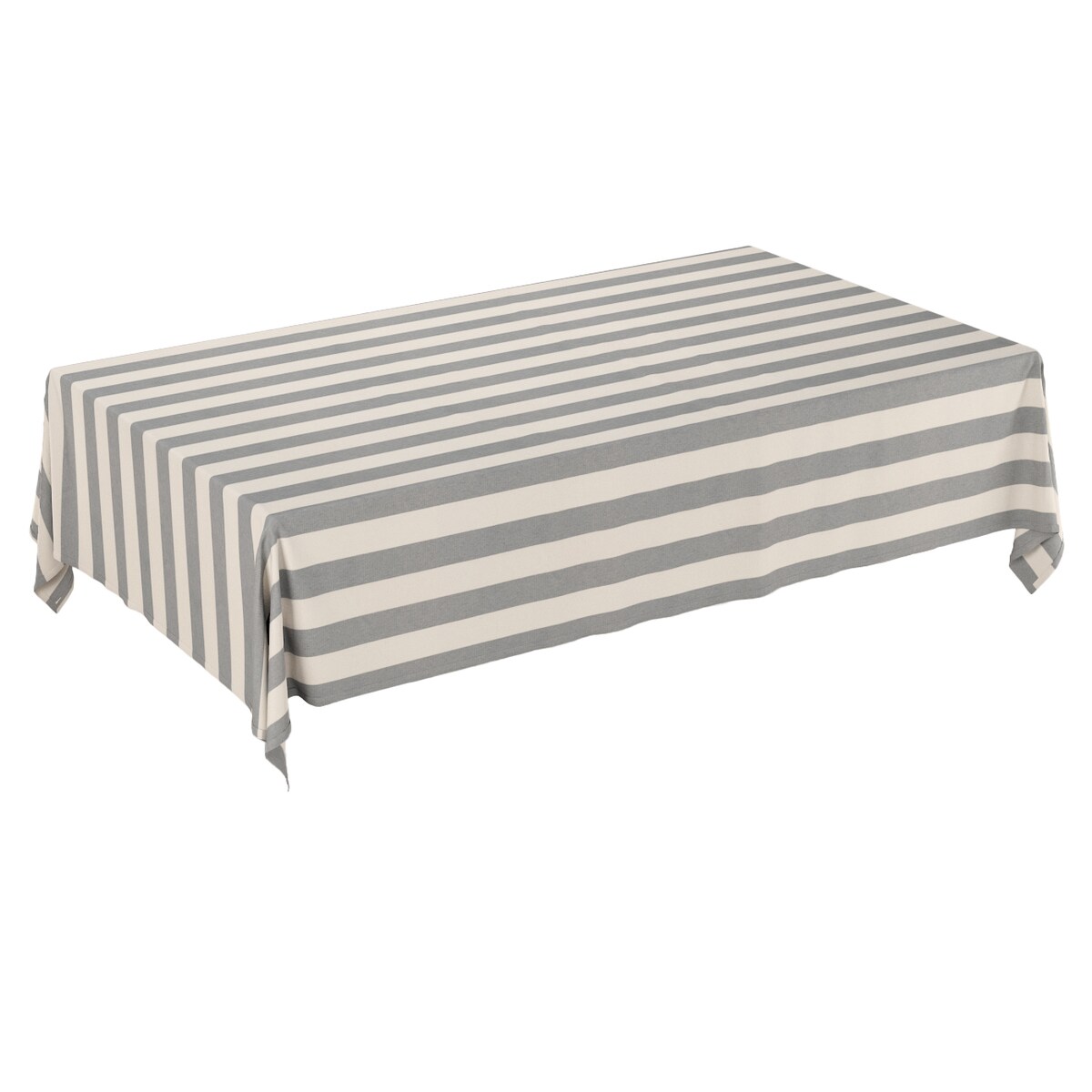 Obrus prostokątny 100 x 100 cm biało-szare pionowe pasy (5,5cm)