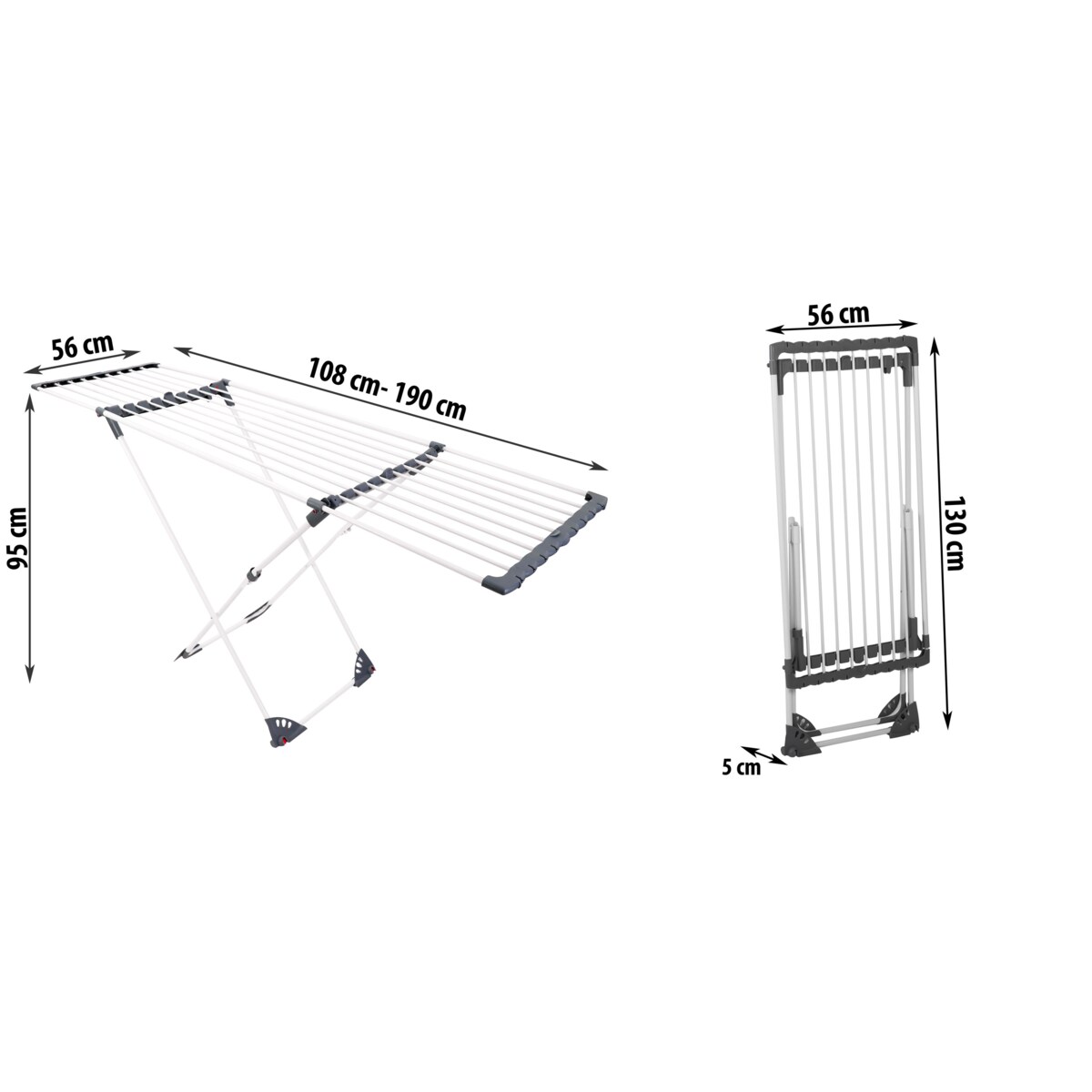 Suszarka na pranie do ubrań bielizny stojąca teleskopowa 20m Massido Ursula biała