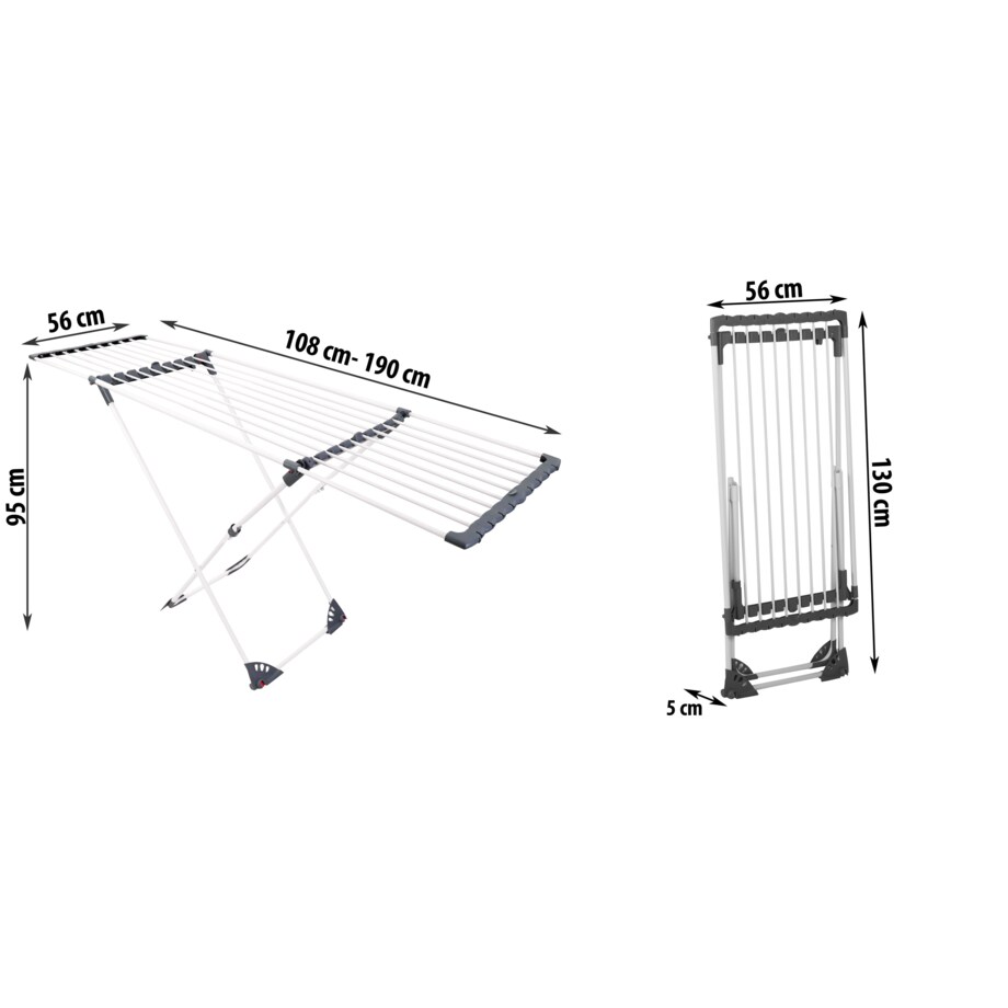 Suszarka na pranie do ubrań bielizny stojąca teleskopowa 20m Massido Ursula biała