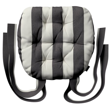 Poduszka na krzesło Marcin, biało-grafitowe pionowe pasy (5,5cm), 40 x 37 x 8 cm, Quadro