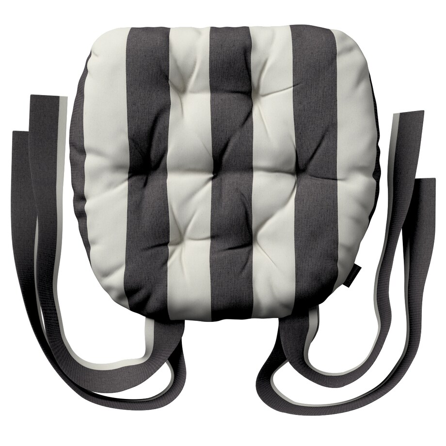 Poduszka na krzesło Marcin, biało-grafitowe pionowe pasy (5,5cm), 40 x 37 x 8 cm, Quadro