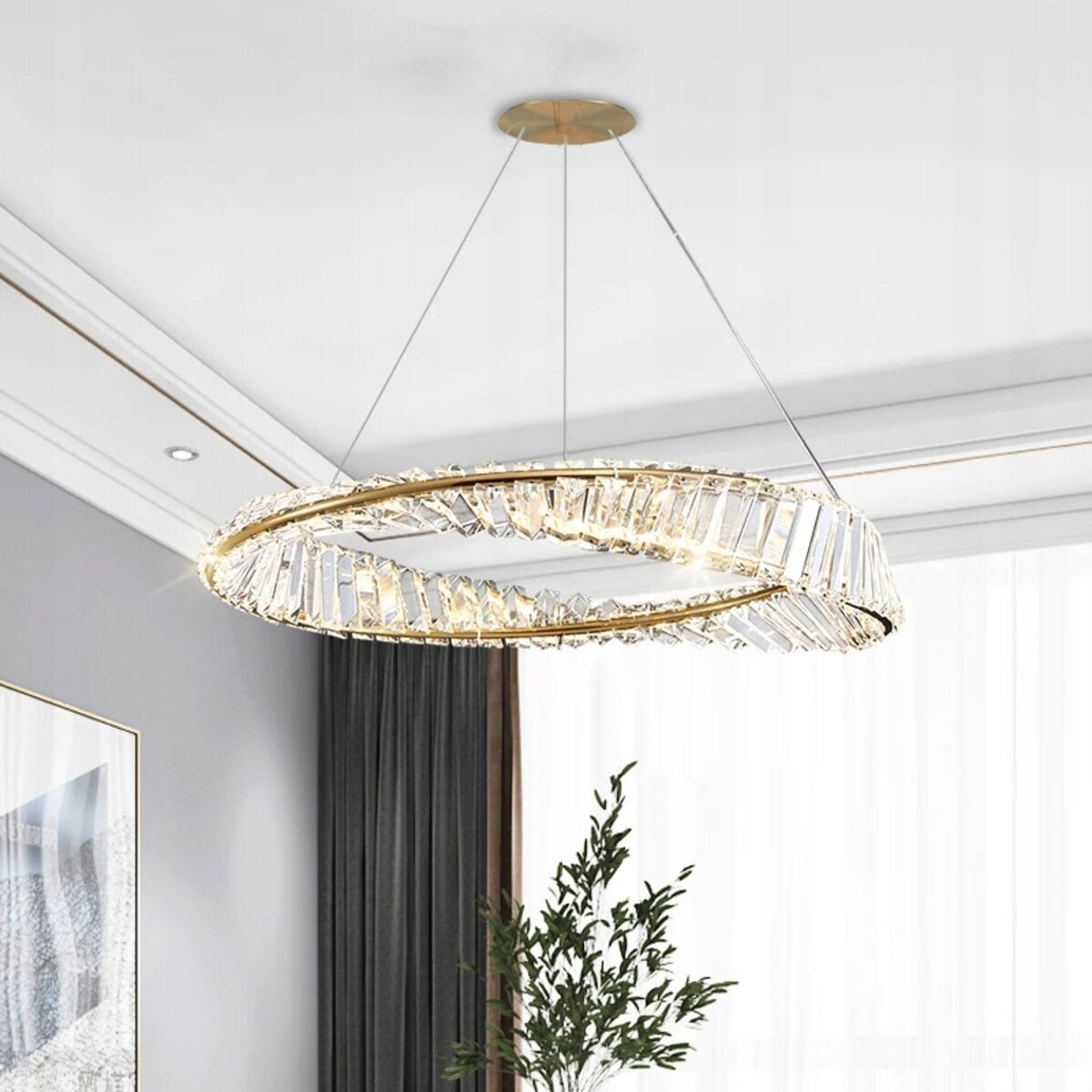 Lampa Sufitowa Kryształowa Glamour Złota Gold