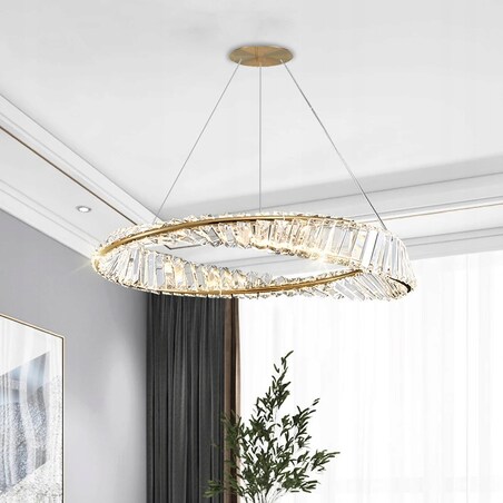 Lampa Sufitowa Kryształowa Glamour Złota Gold