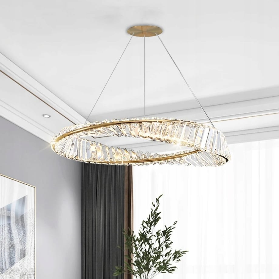 Lampa Sufitowa Kryształowa Glamour Złota Gold