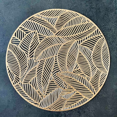 Podkładka Ażurowa Na Stół Okrągła W Listki Ozdobna 37 Cm Złota