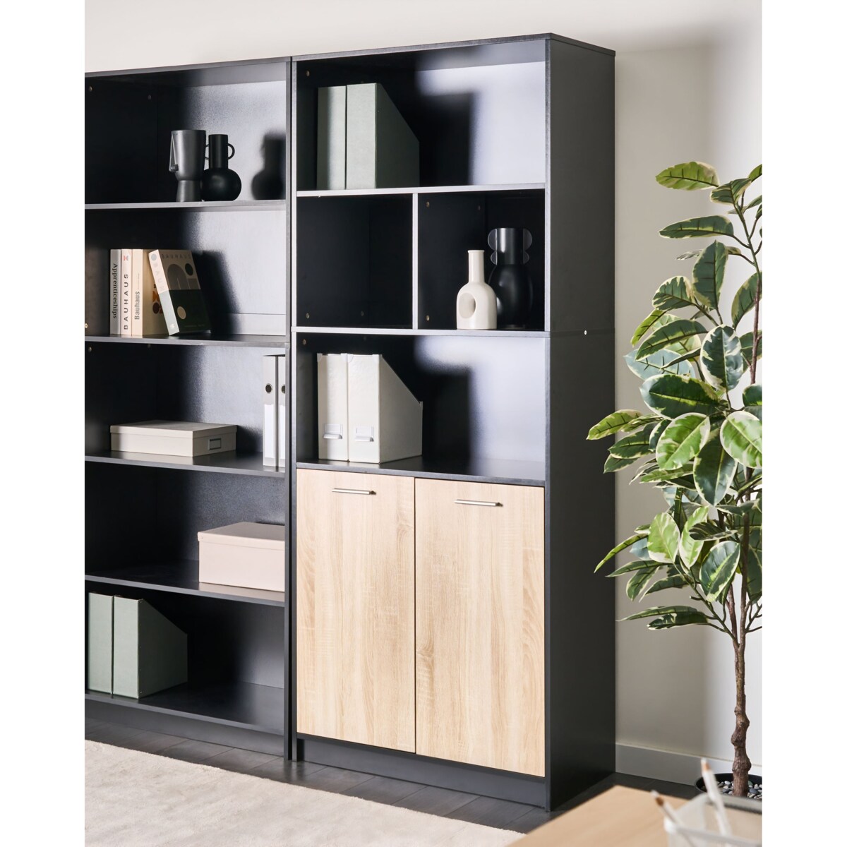 Regał 2-drzwiowy ZEHNA Brązowy/ czarny