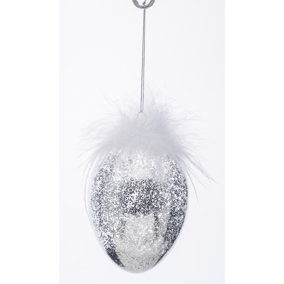 Dekoracja wielkanocna - jajko do stroików 12x8x8 cm PASKADAG srebrne