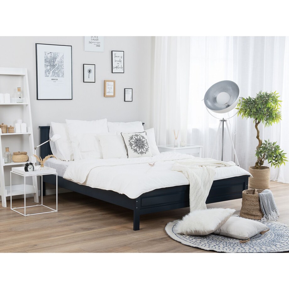 Łóżko drewniane 180 x 200 cm niebieskie OLIVET