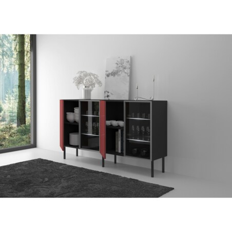 Podświetlana Witryna Lilka Czarna-Czerwona / szer. 138 cm