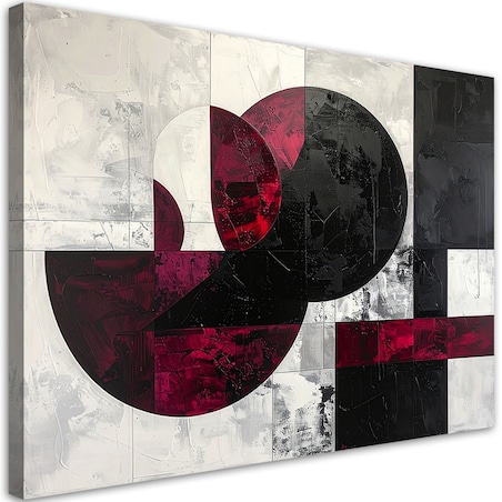 Obraz do salonu kuchni, Abstrakcyjne koła kształty w odcieniach burgundu