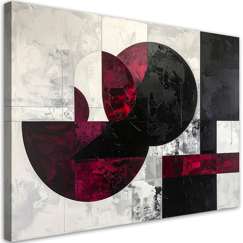 Obraz do salonu kuchni, Abstrakcyjne koła kształty w odcieniach burgundu