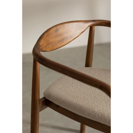 Krzesło z drewna z szenilowym siedziskiem Mallory brązowe