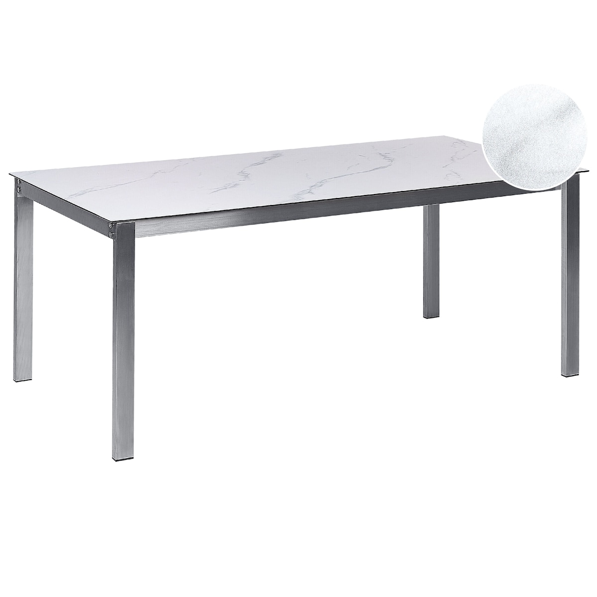Stół ogrodowy COSOLETO 180 cm 90 cm Szkło Efekt marmuru Biały