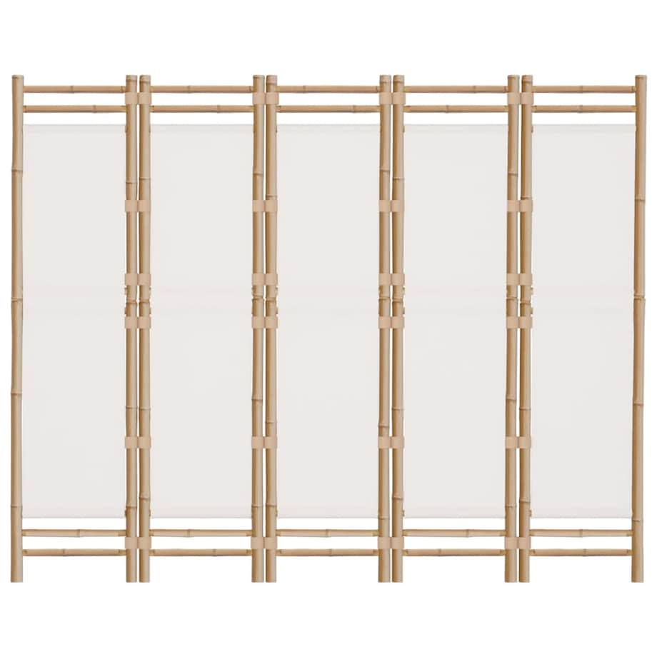 vidaXL Składany parawan 5-panelowy, 200 cm, bambus i płótno