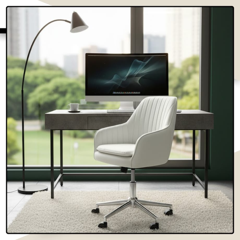 Krzesło biurowe fotel obrotowy welurowy regulowany beżowy