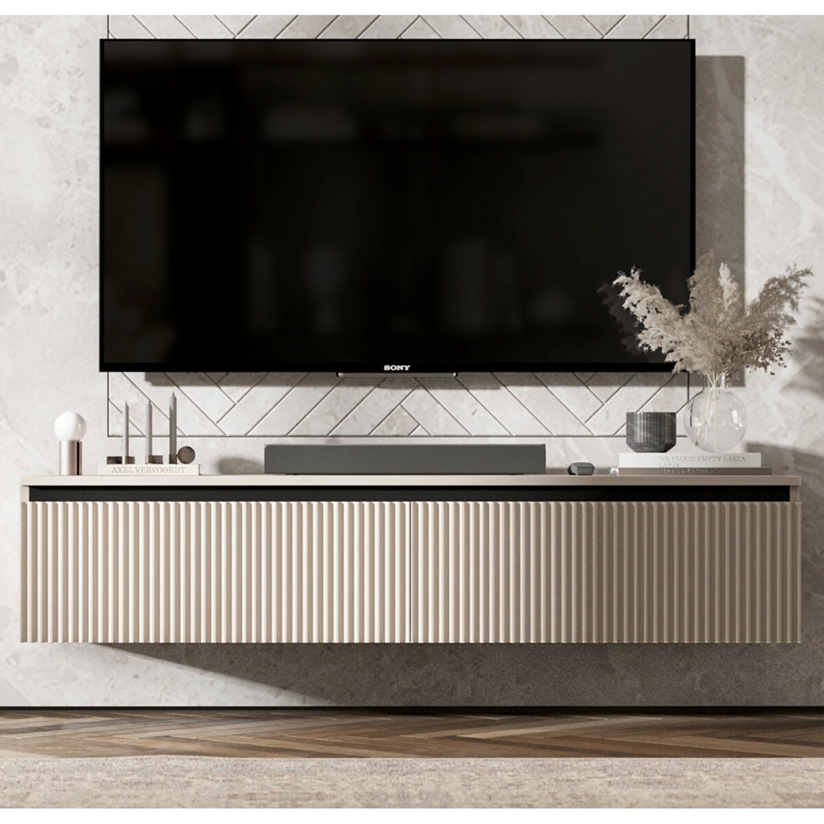 Nowoczesna Wisząca Szafka RTV Glamour Komoda RTV Kaszmir Mat 140 cm