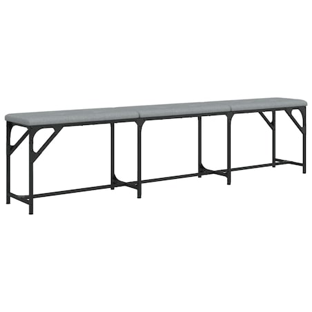 vidaXL Ławka do jadalni, jasnoszara, 186x32x45 cm, stal i tkanina