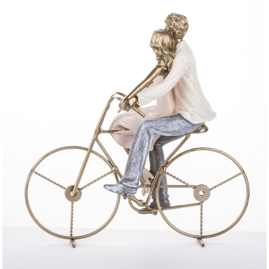 Dekoracja - figurka 25,5x25x19 cm PARA - na rowerze